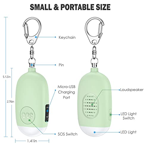 Safe Sound Personal Alarm, 130dB Security Self Defense Alarm Keychain Emergency LED Flashlight with USB Rechargeable, Security Personal Protection Devices for Women Kids Elderly