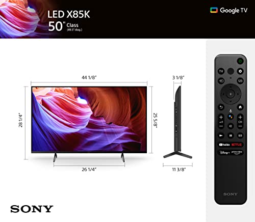 Sony 50 Inch 4K Ultra HD TV X85K Series: LED Smart Google TV with Dolby Vision HDR and Native 120HZ Refresh Rate KD50X85K- 2022 Model