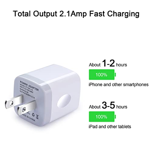 USB Wall Charger Adapter, FiveBox 5Pack 2.1Amp Fast Dual Port Wall Charger USB Plug Charging Block Charger Brick Charger Cube Charger Box Compatible iPhone 13/12/11/Xs/XR/X/8/7/6, Samsung, Android