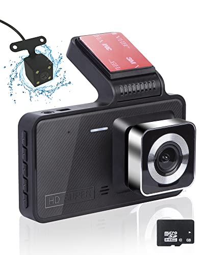 Dual Dash Cam 1080P with 64GB SD Card, Dash Cam Front and Rear, Dash Camera for Cars, 4" Display, Night Vision, Parking Mode, 170° Wide Angle, WDR, 24 Hour Parking Mode, Loop Recording