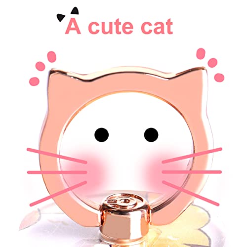 Cat Phone Ring Holder - EI Sonador Clear Cell Phone Ring Holder Transparent Stand Finger Grip (1 Silver + 1 Rose Gold Cat)