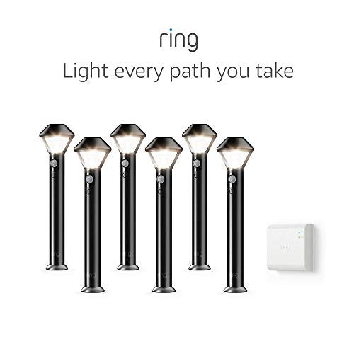 Ring Smart Lighting – Pathlight, Battery-Powered, Outdoor Motion-Sensor Security Light, Black (Starter Kit: 6-pack)