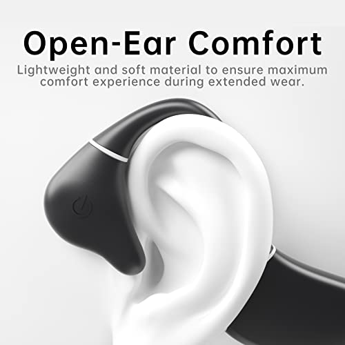 Bone Conduction Headphones bluetooth, Open-Ear Headphones with Mic,Bluetooth 5.2 Wireless Earphones up to 6h Playtime, IPX7 Waterproof Sport Earphones for Swimming Running Cycling Hiking Driving Black