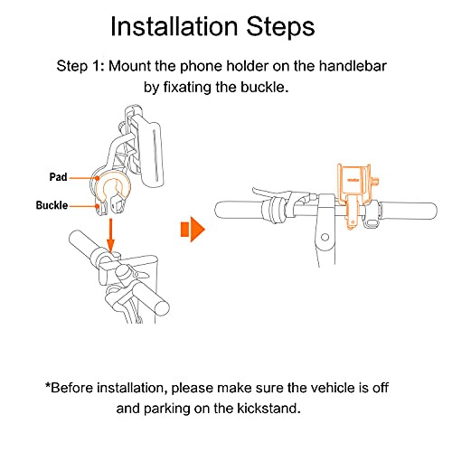 Segway Ninebot Phone Mount, Adjustable Electric Scooter eMoped Bicycle Handlebar Phone Holder, Fits All iPhone's, 12, 11, X, iPhone 8, All Samsung Galaxy, Holds Any Phone 4-6.5 inches Cellphone
