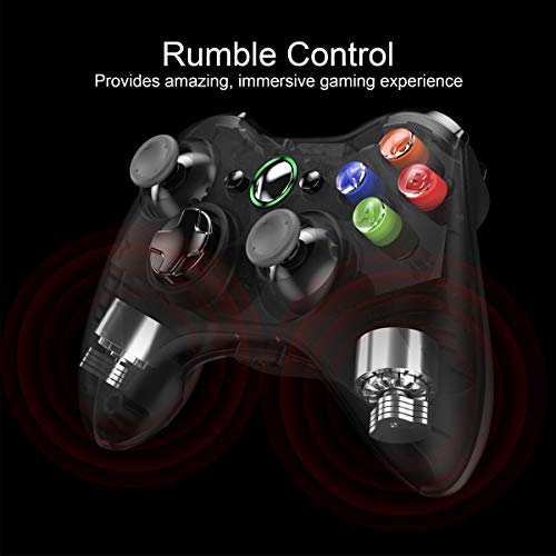 VOYEE Wireless Controller with Receiver Compatible with Microsoft Xbox 360/Slim/Windows 11/10/8/7, with Upgraded Joystick/Dual Shock (Black)