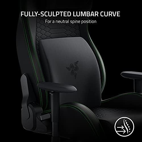 Razer Iskur X XL Gaming Chair: Ergonomically - Black/Green & Lumbar Cushion, Black