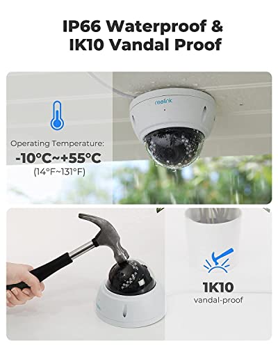 REOLINK 4K Outdoor Home Security Cameras, PoE IP Surveillance, Smart Human/Vehicle Detection, Work with Smart Home, RLC-822A (3X Optical Zoom) Bundle with RLC-842A (5X Optical Zoom, IK10 Vandalproof)