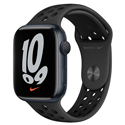 Apple Watch Nike Series 7 (GPS, 45MM) Midnight Aluminum Case with Anthracite/Black Nike Sport Band (Renewed)