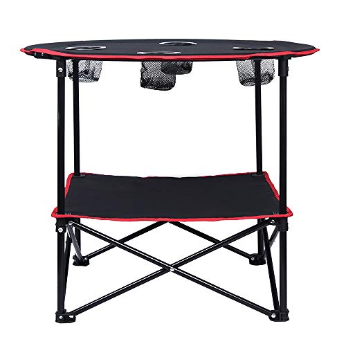 Camping Table Folding Picnic Table with 4 Cup Holders and Carrying Bags Collapsible Canvas Portable Tables Folding for BBQ Outdoor Fishing