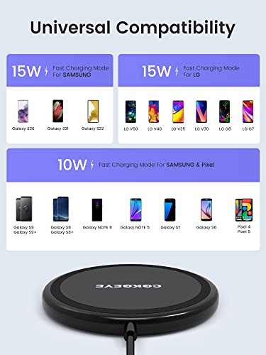 Wireless Charger, 15W Qi-Certified Max Fast Wireless Charging Pad 2-Pack Compatible with iPhone 13/13 Pro/13 Mini/13 ProMax/12/SE/11, Samsung Galaxy S21/S20/Note 10/Edge Note 20Ultra/S10, AirPods Pro