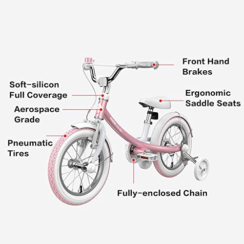 Segway Ninebot Kid’s Bike for Boys and Girls, 14 inch with Training Wheels, Pink