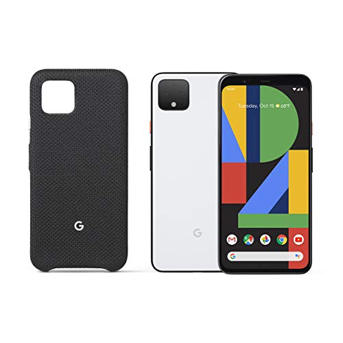 Pixel 4 - Clearly White - 64GB - Unlocked with Pixel 4 Case, Just Black