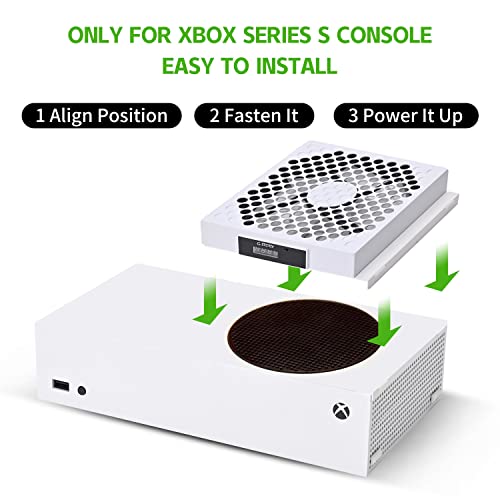 G-STORY Cooling Fan for Xbox Series S with Automatic Fan Speed Adjustable by Temperature, LED Display, High Performance Cooling, Low Noise, 3 Speed 1500/1750/2000RPM (140MM) with RGB LED