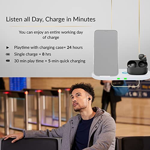 Sony WF-1000XM4 True Wireless Bluetooth Noise Cancelling in-Ear Headphones (Black) Bundle w/Kratos Power Dual Pad Wireless Charger - Charge Your Earbuds and Charging Case Easily & Wirelessly (2 Items)