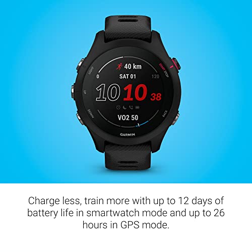 Garmin Forerunner® 255S Music, Smaller GPS Running Smartwatch with Music, Advanced Insights, Long-Lasting Battery, Black