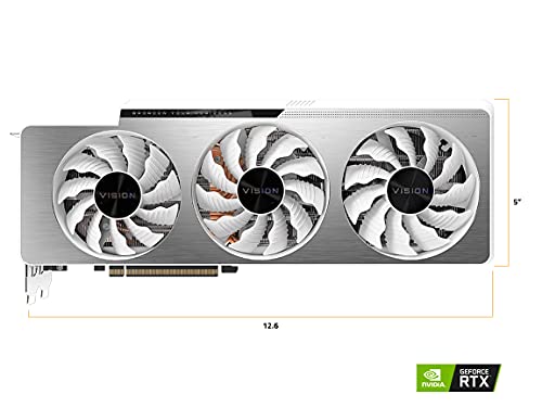 GIGABYTE GeForce RTX 3080 Ti Vision OC 12G Graphics Card, 3X WINDFORCE Fans, 12GB 384-bit GDDR6X, GV-N308TVISION OC-12GD Video Card