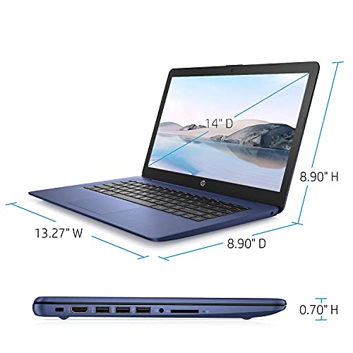 2021 Newest HP Premium 14 inch HD Laptop, Intel Dual-Core Processor Up to 2.6GHz, 16GB RAM, 64GB eMMC Storage, Webcam, Bluetooth, HDMI, Wi-Fi, Blue, Windows 11 with 1 Year Microsoft 365