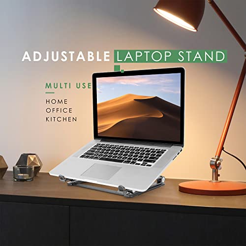 Laptop Stand for Desk Adjustable Height, LOTEYIKE Aluminum Computer Stand for Laptop, Lightweight Multi-Angle Portable Laptop Riser for MacBook Air/Pro and 10-17" Notebooks Holder, Grey