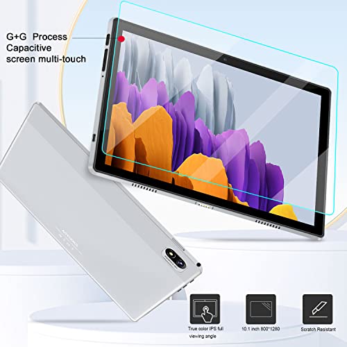 Android 11 Super Fast 8 -core 2 in 1 Tablet with Keyboard, Tablets 10.1 inch, 6GBRAM + 64GB Storage 4G Cellular - 5G WiFi, Support Dual Sim Card + TF, 13MP Camera, OTG, Bluetooth, GPS (Silver)