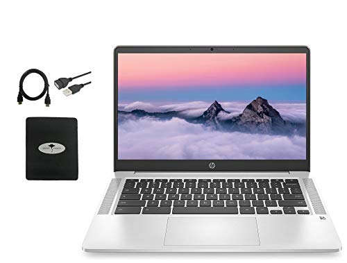 2021 Newest HP Chromebook 14" HD Laptop, Intel Celeron N4000(up to 2.6GHz), 4GB RAM, 32GB eMMC, Backlit-KB, Webcam, Fast Charge, Audio by B&O, WiFi, USB-A&C, Bluetooth, Chrome OS, w/GM Accessories