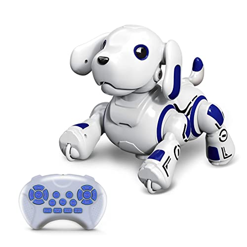 Hi-Tech Remote Control Robot Dog Toy with Voice Control for Kids 4 5 6 7 8 9, Smart Robotic Rc Aibo Interactive Puppy Doge Program Chip Music Dance Puppy Pets Gift Toys for Toddlers Boys Girls.