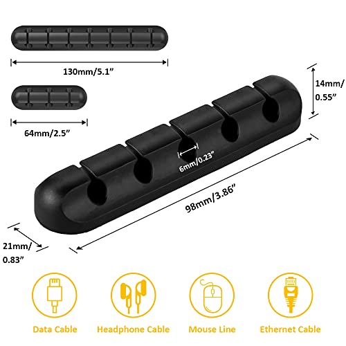 Cable Clips, 3 Packs Cord Management Organizer, Silicone Adhesive Hooks, Wire Cord Holder for Power Cords and Charging Accessory Cables, Mouse Cable, PC, Office and Home (7, 5 and 3 Slots)