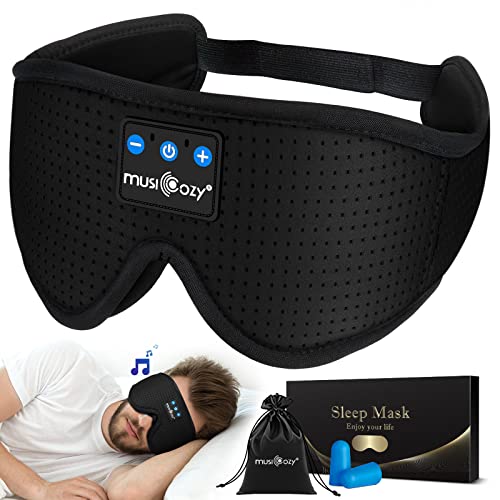 MUSICOZY Sleep Headphones Bluetooth 5.2 Headband Sleeping Headphones, Wireless Headband Headphones Eye Mask Sleep Earbuds for Side Sleeper with HD Speakers Cool Tech Gadgets Unique