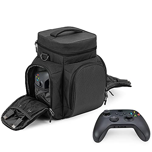 Trunab Console Carrying Case Compatible with Xbox Series X, Travel Bag with Multiple Storage Pockets for Xbox Controllers, Games, Cables, Portable Hard Disk and Other Accessories