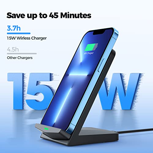Wireless Charger 2 Pack,iPhone Wireless Charger Stand,15W Fast Qi Wireless Charger Compatible with iPhone 13/12 /11Pro Max/XR/XS/X/8,Galaxy S22/S21/S20/S10/S9/S8/Note 20/10,Pixel,All Qi-Enable Phones