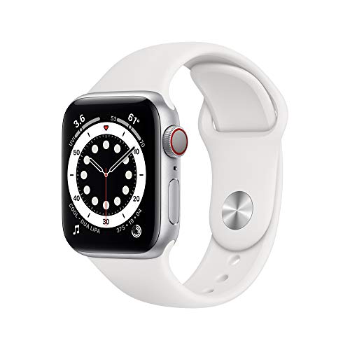 Apple Watch Series 6 (GPS + Cellular, 40mm) - Silver Aluminum Case with White Sport Band