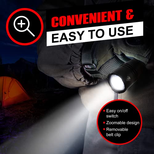 GearLight TAC LED Flashlight Pack - 2 Super Bright, Compact Tactical Flashlights with High Lumens for Outdoor Activity & Emergency Use - Gifts for Men & Women - Black