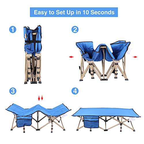 RedSwing Kids Cots for Sleeping Foldable, Sturdy Portable Toddler Cot Bed for Kids Camping Travel, Easy to Carry, 53''x26'' Blue