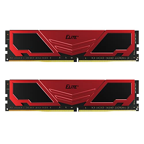 TEAMGROUP Elite Plus DDR4 64GB Kit (2 x 32GB) 3200MHz PC4-25600 CL22 Unbuffered Non-ECC 1.2V U-DIMM 288 Pin PC Computer Desktop Memory Module Ram Upgrade (Red) - TPRD464G3200HC22DC01