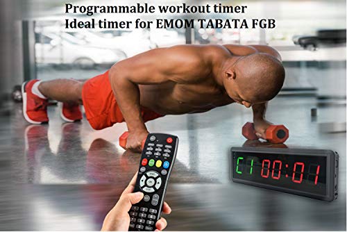 Ledbrigym Gym Timer Clock Digital Interval Tabata Workouts Fitness Wall Small with Remote Home Garage Office Jujitsu School Referee Studio Church Service (Two Green+Four Red 1.5")