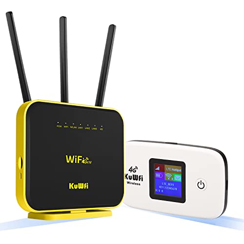 KuWFi Bundle of Goods 4G LTE Mobile WiFi Hotspot and 4G LTE Gigabit Router