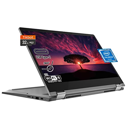 Lenovo Chromebook Flex 5 Touchscreen Flip Laptop, 13.3” Full HD 1080p IPS Display, Intel Celeron 5205U, USB Type-C, Wi-Fi 6, SD Card Reader, Webcam, Chrome OS (4GB DDR4 RAM | 64GB eMMC+32GB SD Card)
