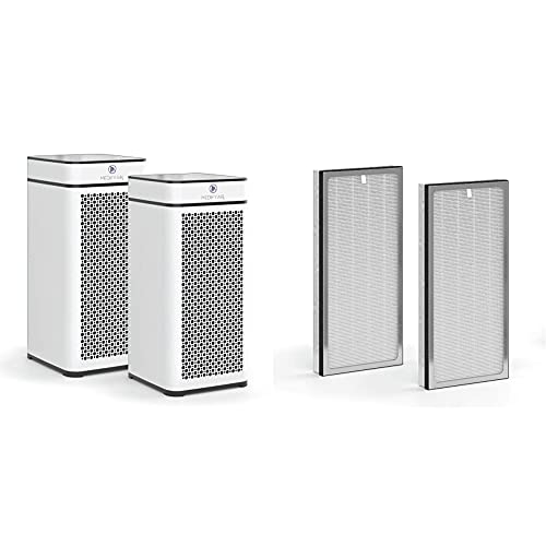 Medify MA-40 Air Purifier with two additional H13 True HEPA replacement Filters | 840 sq ft Coverage | for Smoke, Smokers, Dust, Odors, Pet Dander | Quiet 99.9% Removal to 0.1 Microns | White, 2-Pack