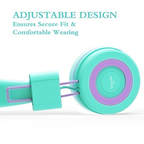 Elecder i37 Kids Headphones Children Girls Boys Teens Foldable Adjustable On Ear Headphones 3.5mm Jack Compatible Cellphones Computer MP3/4 Kindle School Tablet Green/Purple