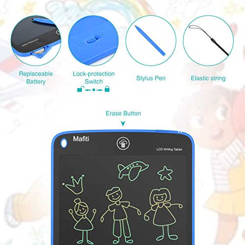 LCD Writing Tablet 10 Inch Colorful Screen Electronic Writing Drawing Pads Doodle Board for Kids Boys Girls Blue