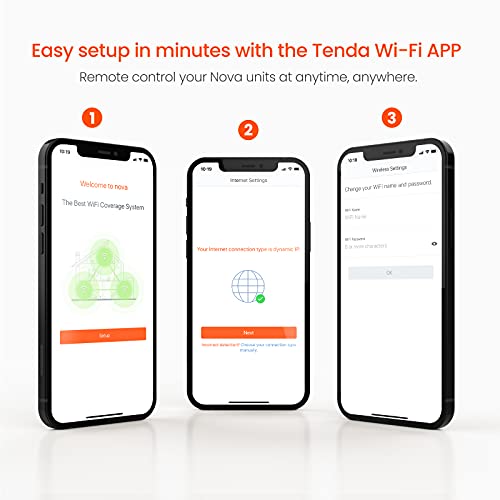 Tenda Nova Mesh WiFi System (MW5)-Up to 3500 sq.ft. Whole Home Coverage, Gigabit Mesh Router for Wireless Internet, WiFi Router and Extender Replacement, Works with Alexa, Plug-in Design, 3-pack