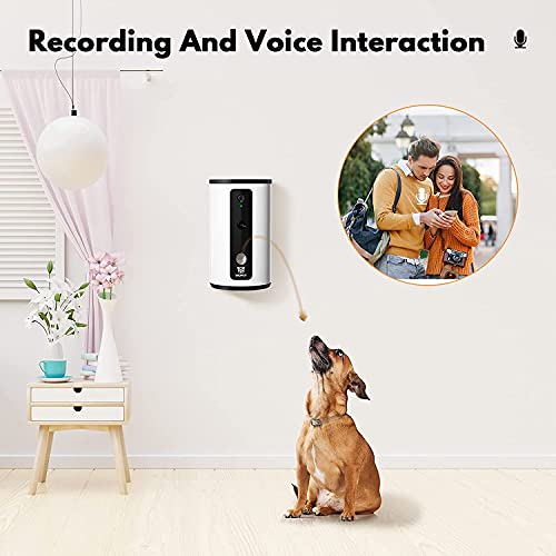 WOpet Smart Pet Camera:Dog Treat Dispenser, Full HD WiFi Pet Camera with Night Vision for Pet Viewing,Two Way Audio Communication Designed for Dogs and Cats,Monitor Your Pet Remotely