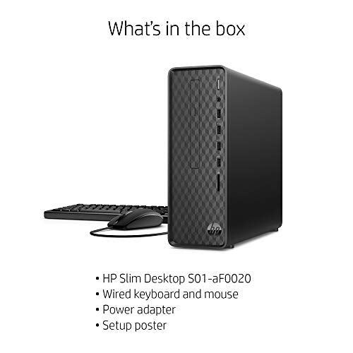 HP Slim Desktop, AMD Athlon Gold 3150U, 8GB RAM, 256 GB SSD, Windows 11 (S01-aF0020, Black)