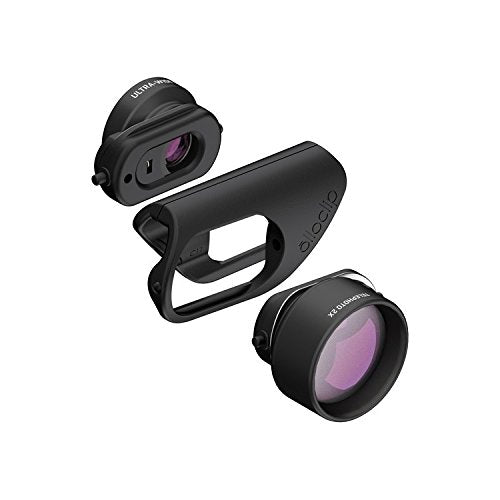 OLLOCLIP - Filmer's Kit I Includes Core Lens Set, Active Lens Set & Pivot | Mobile Lens | Support for HD Photos & Videos | Compatible with Screen Protectors | iPhone Accessories - Black