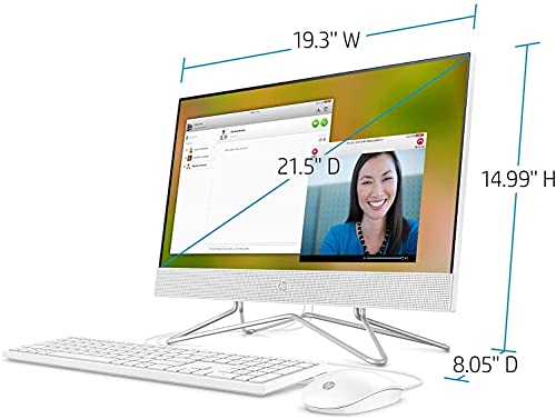 2022 Newest HP All-in-One Desktop, 21.5" FHD Display, AMD Athlon Silver 3050U, 12GB DDR4 RAM, 512GB PCIe SSD, WiFi, HDMI, Webcam, RJ-45, Wired Keyboard&Mouse, Windows 11 Home, White