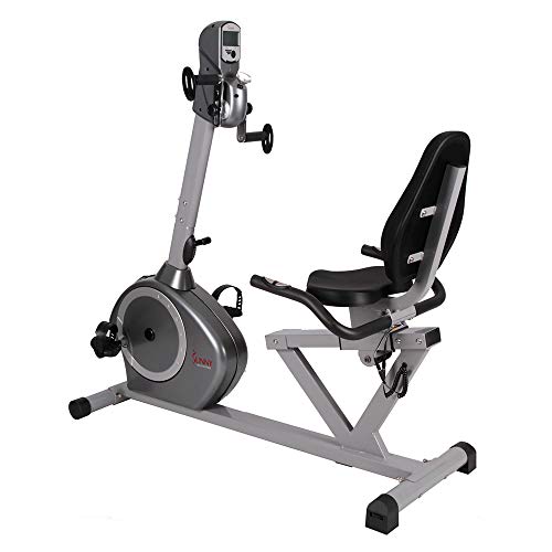 Sunny Health & Fitness Recumbent Bike SF-RB4631 with Arm Exerciser, 350lb,Gray