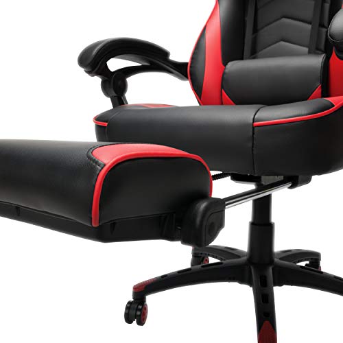 RESPAWN 110 Ergonomic Gaming Chair with Footrest Recliner - Racing Style High Back PC Computer Desk Office Chair - 360 Swivel, Adjustable Lumbar Support, Headrest Pillow, Padded Armrests - 2019 Red