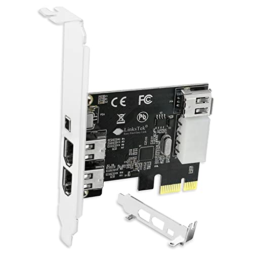 LinksTek 4-Ports PCIE Firewire 400 Card for Desktop PCs-IEEE 1394A Interface-3X 6Pin and 1X 4Pin 1394A Ports-with 4Pin-6Pin 1394A Cables and Low-Profile Bracket (PCIE-1394A)