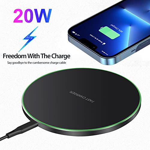 Fast Wireless Charger,20W Max Qi-Certified Wireless Charging Pad Compatible with Apple iPhone 13/12/SE/11/X/XR/8,AirPods;FDGAO 15W Wireless Charge Mats for Samsung Galaxy/Note S21/S20/S9,Galaxy Buds