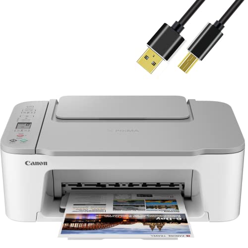 Canon Wireless Inkjet All-in-One Printer with LCD Screen Print Scan and Copy, Built-in WiFi Wireless Printing from Android, Laptop, Tablet, and Smartphone with 6 Ft NeeGo Printer Cable - White