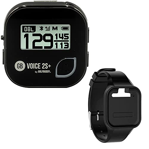 Golf Buddy Voice 2 Talking GPS Rangefinder (Bundle), Long Lasting Battery Golf Distance Range Finder & Silicon Strap Wristband (Voice 2 SE+ (Slope Adjusted), SE+Black & Black Wristband)